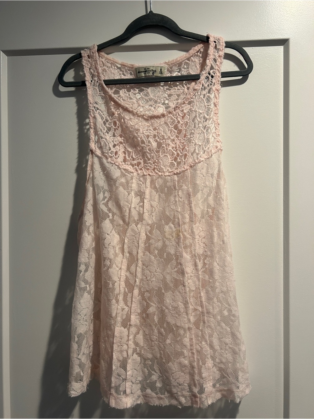 Abercrombie & Fitch Pale Pink Crochet Lace Chemise top.